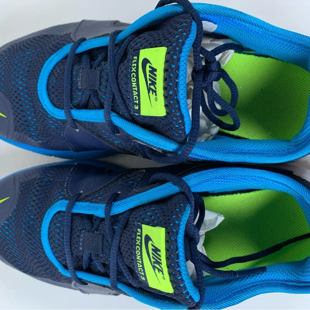 Nike Unisex Kids Flex Contact 3 Running Shoes Blue AR4151-403 Lace Up 7Y (S168)
